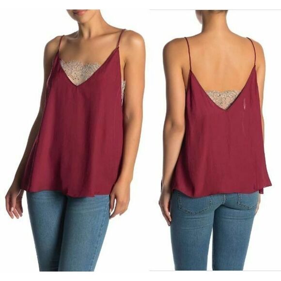 FREE People Lace Inset Plunging Cami Size S NWT - Picture 1 of 6